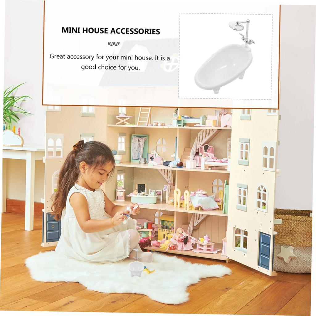 Abaodam Dollhouse Mini Bathtub, 6.30x6.10x3.74 Inches, Plastic Miniature Bathtub, Toy Bathroom Furniture, Delicate Decorative Accessory, Mini House