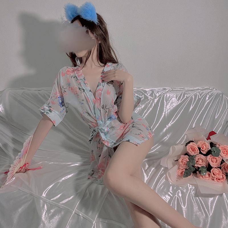

Sexy lingerie sexy uniform seduction pure desire Japanese cardigan chiffon bathrobe One size fits all