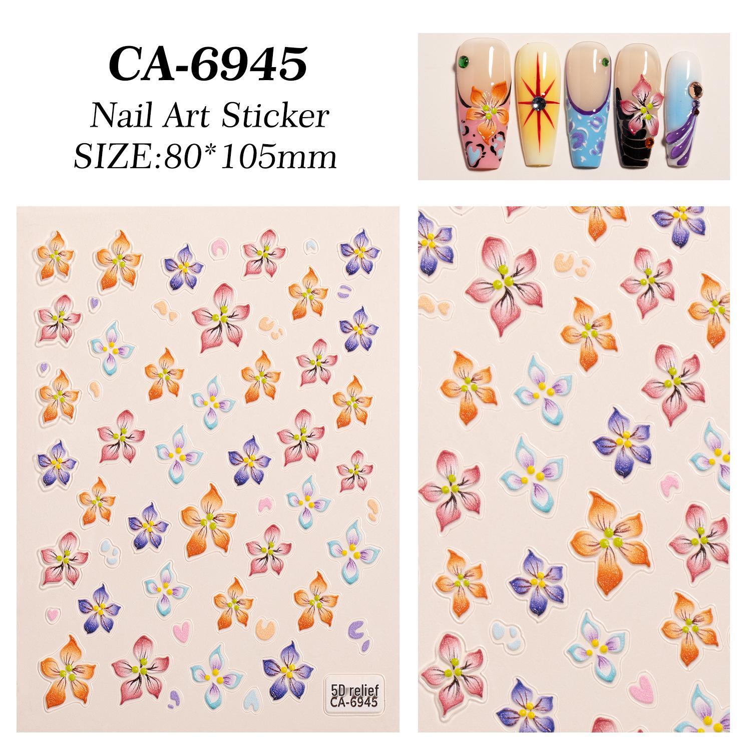 Maillard Devil 3D Seven-Color Five-Petal Flower Nail Art Stickers