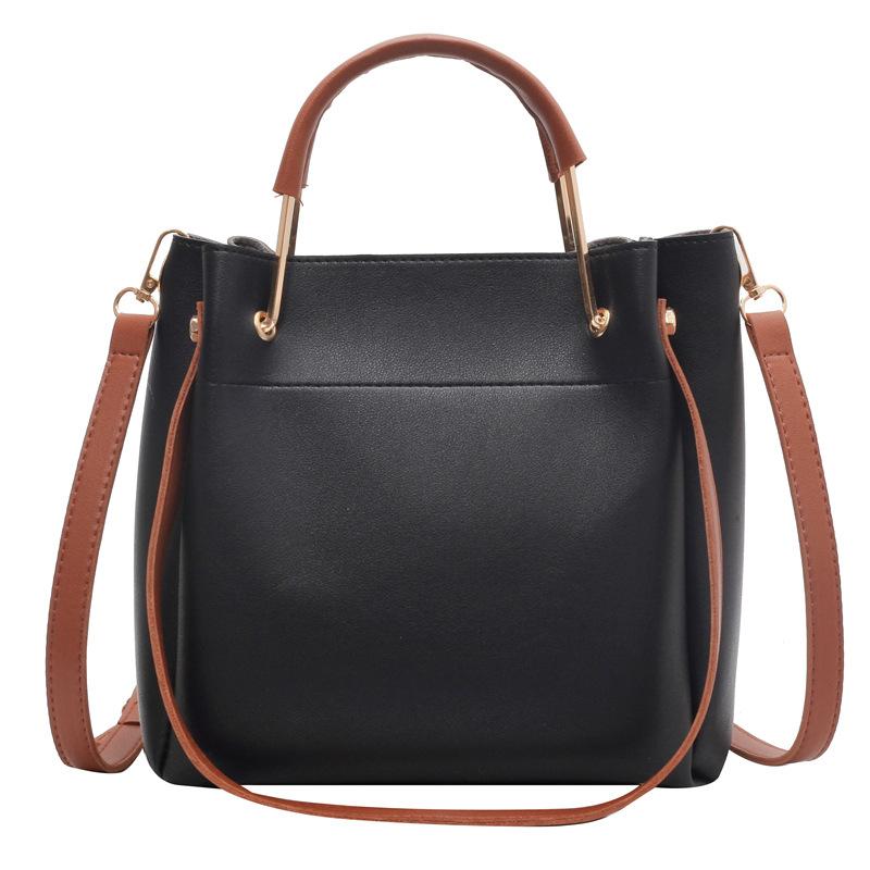 Trendy Contrast Color Women's Commuting Handle Tote Pack Korean Style Large Capacity Shoulder Bags Versatile Crossbody Bag