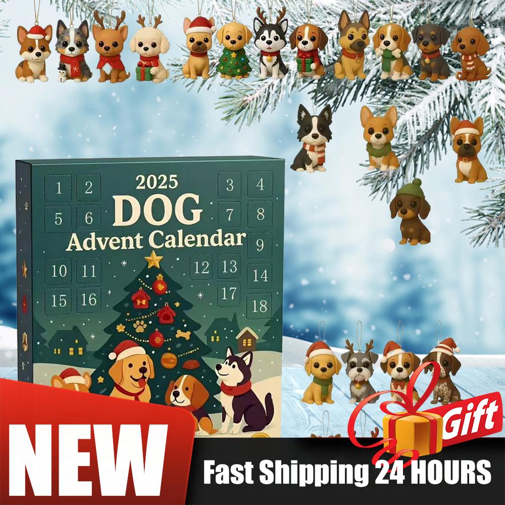 1/2Set Dog 24 Days Christmas Countdown Calendar Ornaments Christmas Advent Calendar Hanging Pendant Funny Gift for Dog Lovers