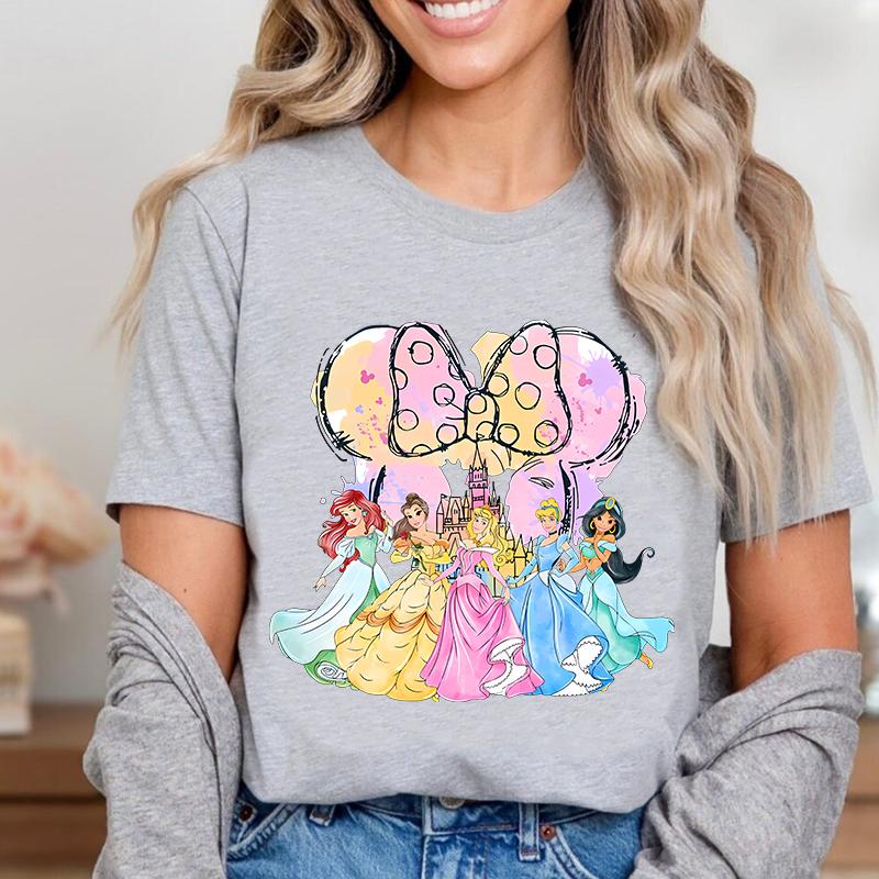 Funny Princess Minnie Head Print Ladies Fashion Summer Tshirt Pure Cotton Shortsleeved Casual Top Personalized Clothing