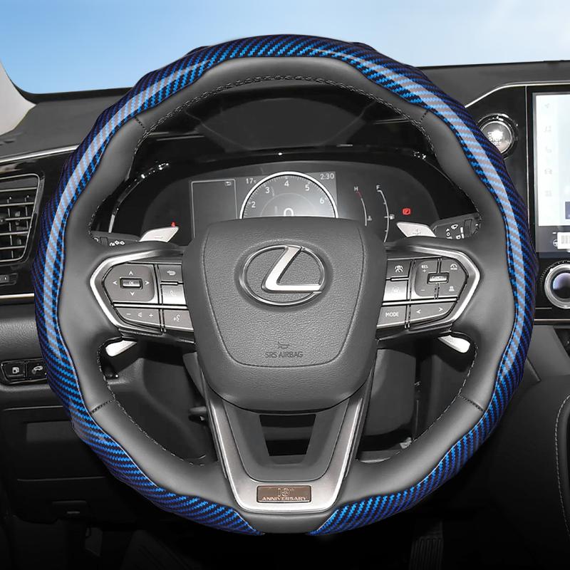 

Suitable for Lexus Carbon Fiber Texture Steering Wheel Cover with Snap-On Wave-Shaped Sports Design to Protect Models Such as Rx, Nx, Es, синий