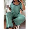 Damen Übergröße Spitzenbesetztes Pyjama-Set - Frühling/Sommer Lockerer Schnitt