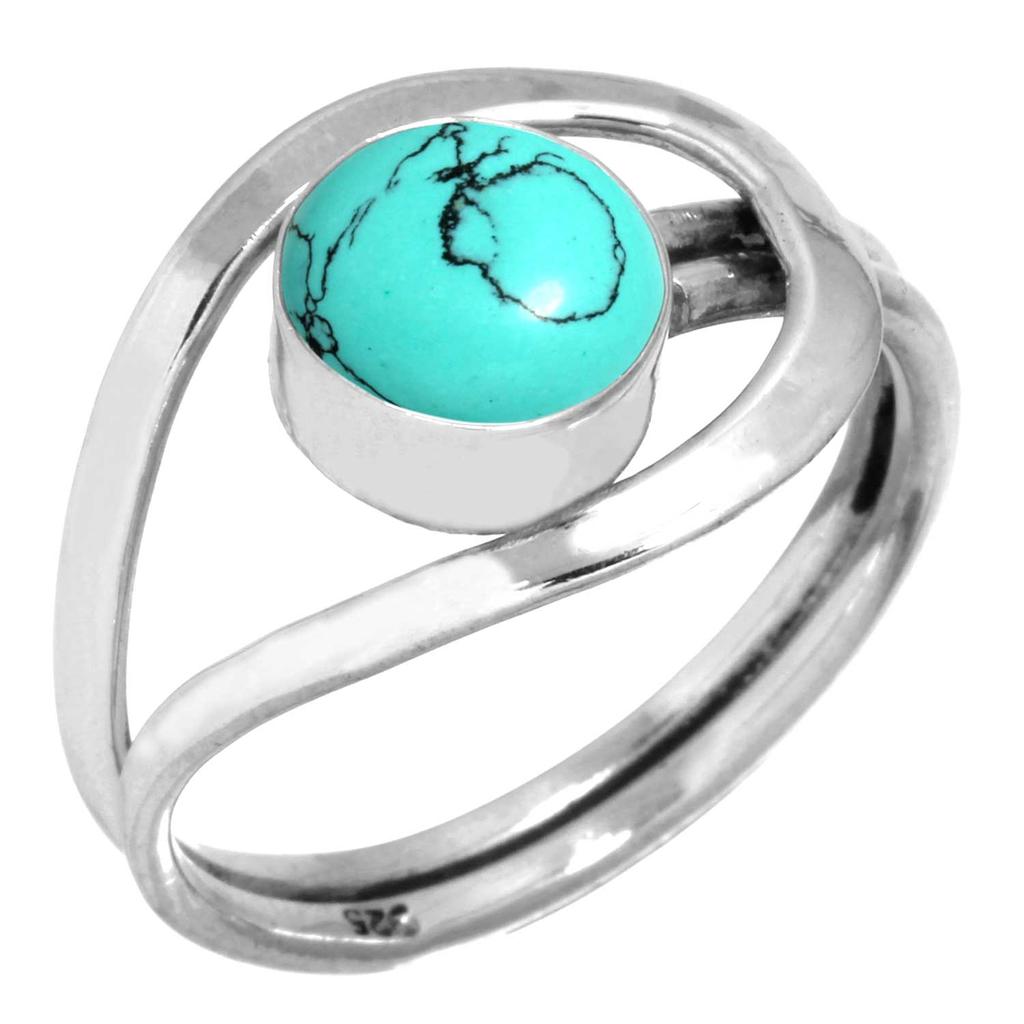 925 Sterling Silver Ring Women Gemstone Handmade Jewelry Easter Gift Blue Green Purple Copper Turquoise Freshwater Pearl Lapis Mother Of Pearl Fashion