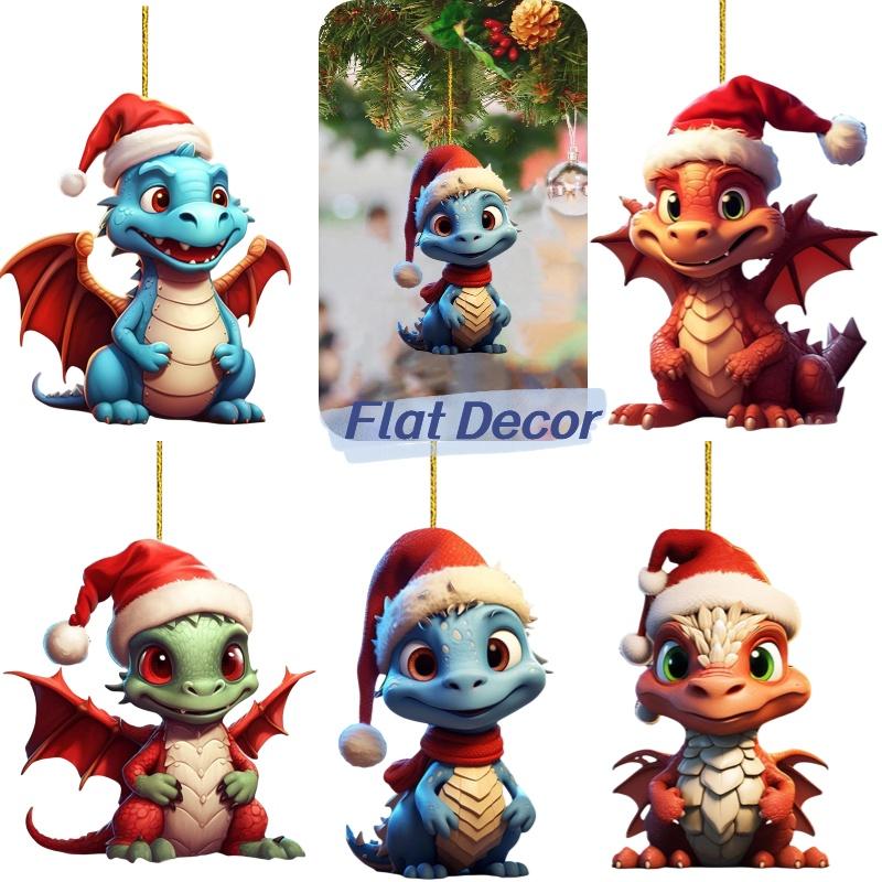 Festlicher Weihnachtsdrache Autoanhänger Acrylmaterial Cartoon-Stil Mehrfarbig Automobil-Innendekor