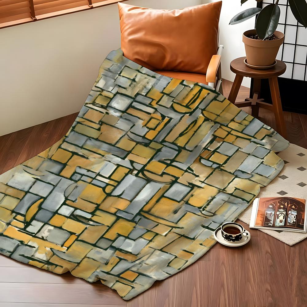 Künstler M-Mondrian Kuscheldecke Flanell Gemütlich Druck Tragbar Langlebig Maschinenwaschbar niedlich Cool