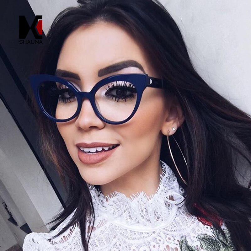 

SHAUNA винтажные двойные цвета женские очки в оправе «кошачий глаз» модные женские очки с прозрачными линзами