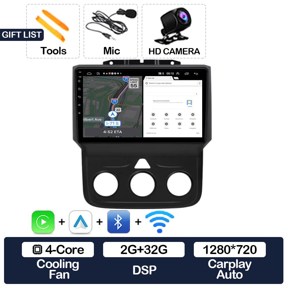 

Android 15 Car Radio For Dodge Ram 1500 2500 3500 2013 - 2018 Wireless Carplay Auto Multimedia Video Player 4G WIFI 2DIN QLED BT