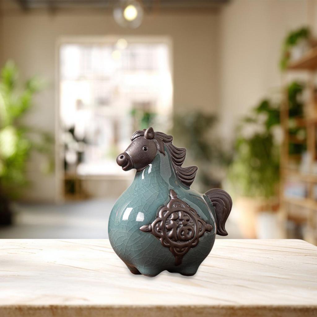 Horse Tea Pet Ceramic Home Decor Feng Shui Collectibles Creative Chinese