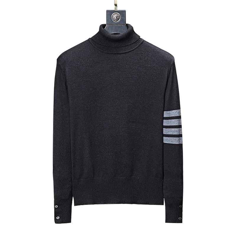 TB BROWIN High-Neck Sweater: Unisex Wool, Four-Bar, British Style