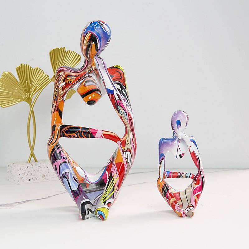Abstract Thinker Sculpture Decor Living Room Office Desk Entryway Modern Art Figurine Resin Home Ornament