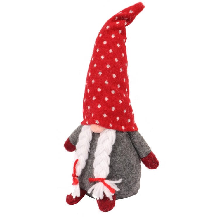 Figurine of a Dwarf in a Red Hat with Braids 25cm