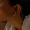 Fashion Two Tone Irregular Line Earrings 18K Gold Color Plated Stainless Steel Wrapped Hollow Earrings Women's Jewelry Gifts