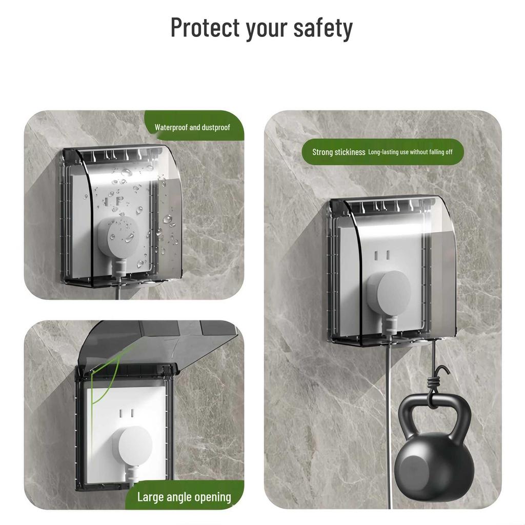 86 Type Waterproof Switch Socket Cover - Bathroom Splash-Proof Transparent, Glue-Free, No-Trace
