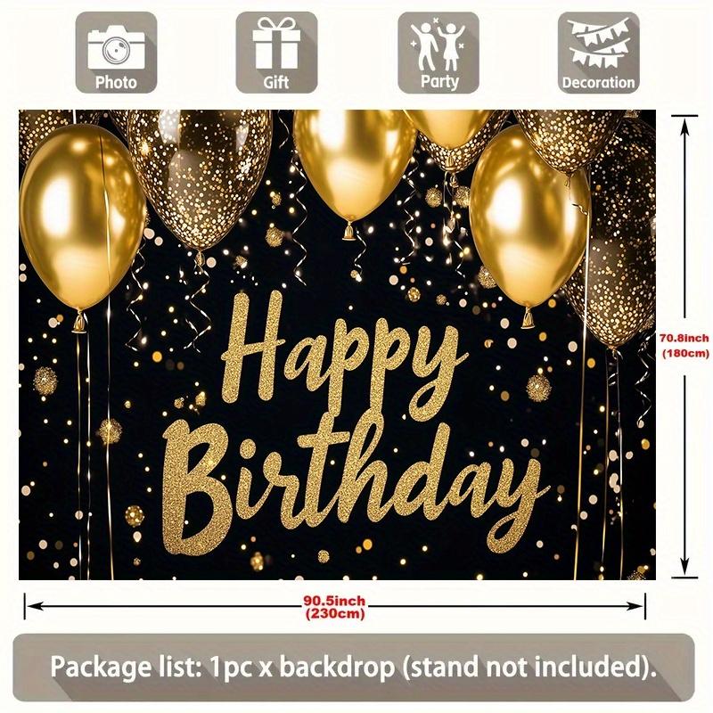 1pc Birthday Glitter Balloon Durable Hanging Banner Golden Polyester