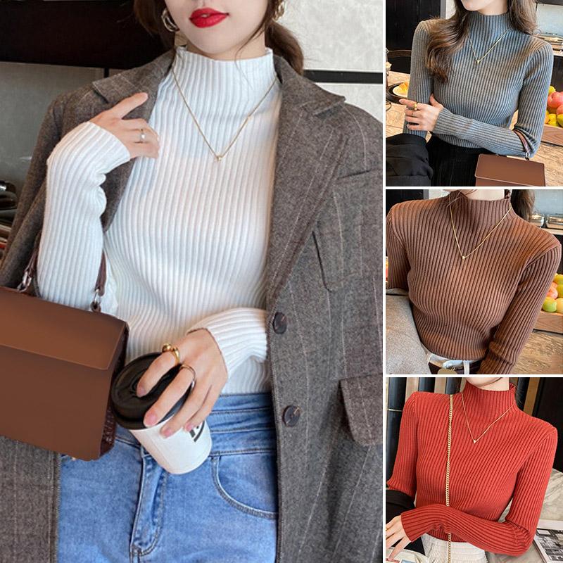 

Осень-зима утолщенный свитер с высоким воротником и подкладкой, вязаный топ ручной работы, универсальная мода 2023, новый женский внутренний стиль