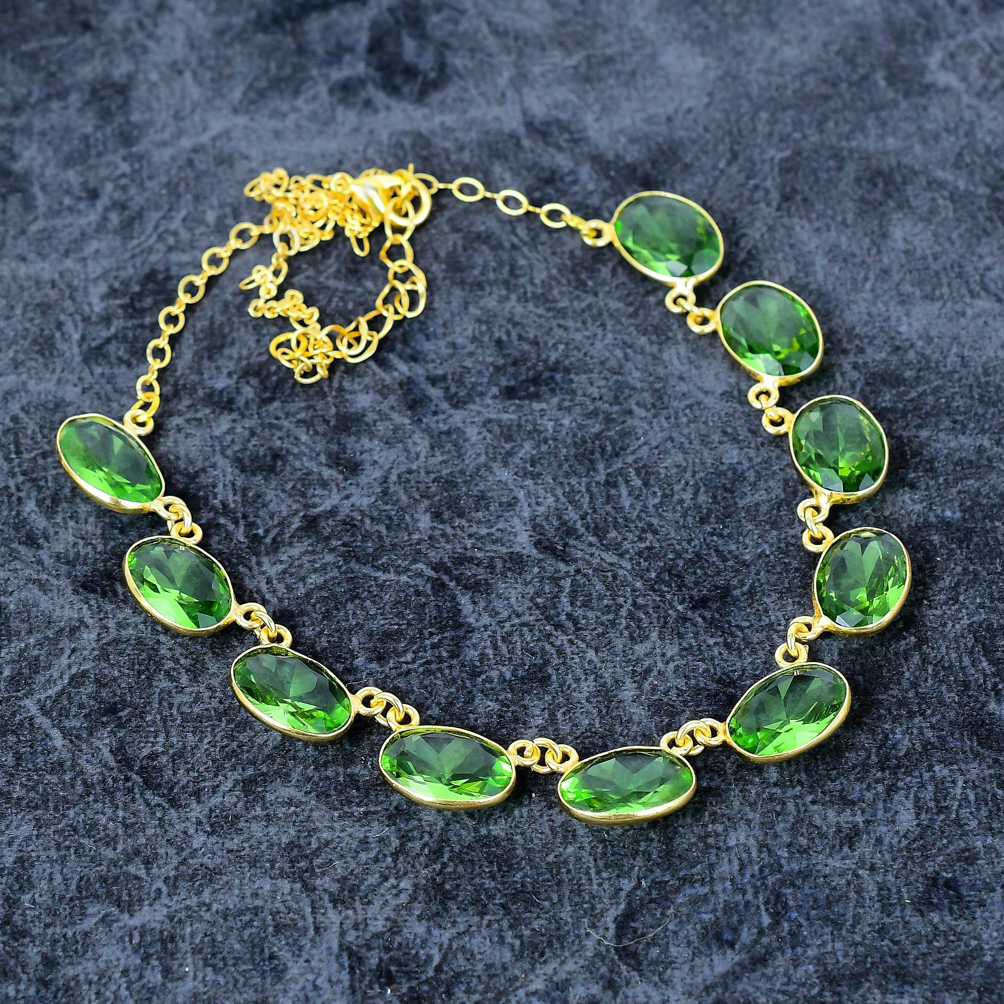 

Peridot Gemstone Handmade 925 Sterling Silver Jewelry Necklace 20 M-2996