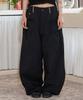 RuNaKi'Hu' Wxp042 Saki Frill Seersucker Wide Pants (Black)