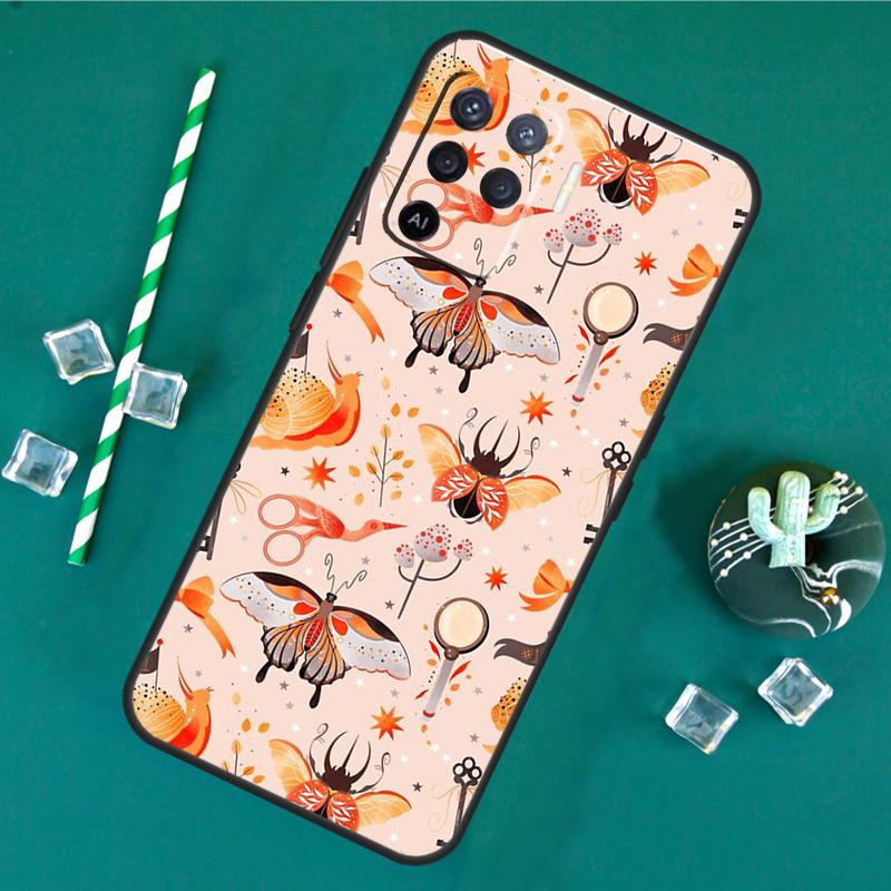 Cottagecore Frog Mushroom Moon Case For Oppo A17 A15 A40 A60 A80 A16 A76 A96 A18 A38 A58 A78 A98 A91 A57 A74 A94 A54S Cover