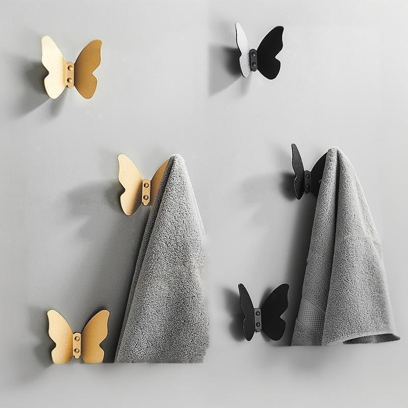 1Pc Creativity Butterflies Hook Aluminum Alloy Able Wall Hook Key Storage Hanger Kitchen Bathroom Organizer For