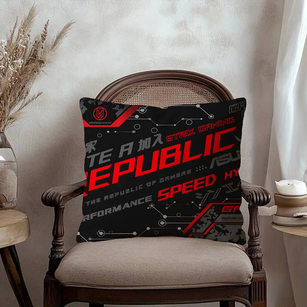 ROG Logo Pillow Gift Home Office Decoration Pillow Bedroom Sofa Car Cushion CoverPillow Case
