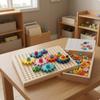 Wooden Gear Puzzle Threaded Pegs Assembly Toy Shallow Frame Peg Board for Preschoolers,