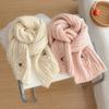 Womens Thick Knitted Scarf Winter Warm Neck Wrap Floral Design Japanese Style Chic Accessory