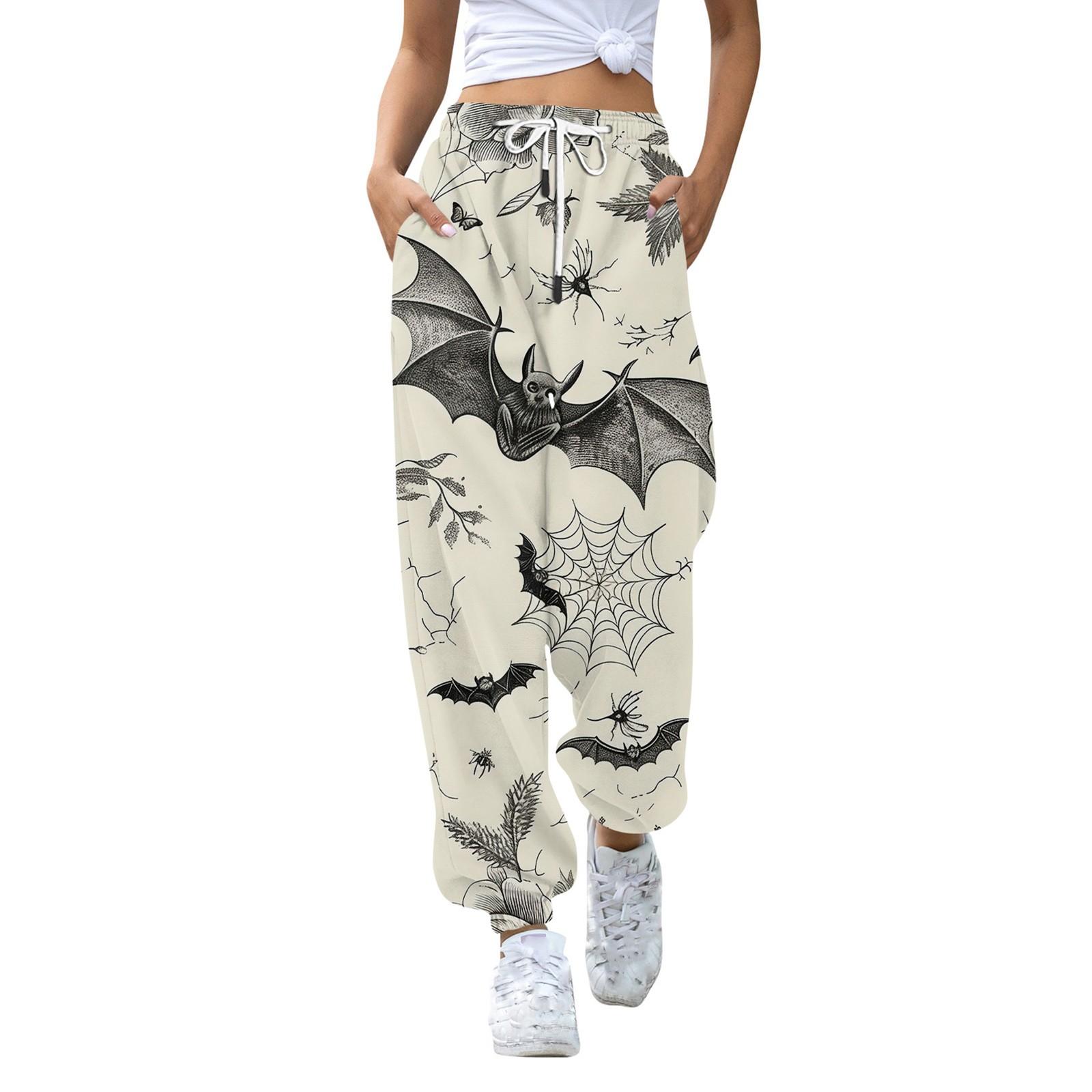 

Жіночі модні повсякденні спортивні штани з кишеньковими шнурками та принтом XXXL білий