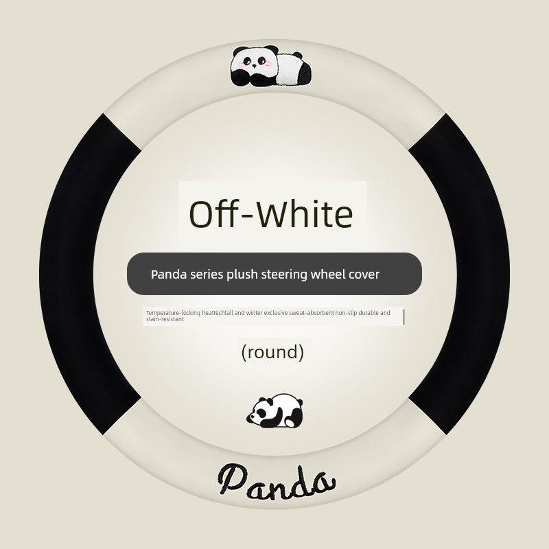 

2024B New Car Steering Wheel Cover Winter Short Plush Goddess Style Women s Non-Slip Cute Cartoon Car Handle Plush Style [Round] Off-White