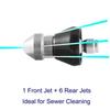 Leistungsstarke Druckrohrbaggerung, Kanalreiniger, Abflusswaschdüse, 1 Düsen nach vorne, 6 Düsen hinten, 1/4-Zoll-Schnellanschluss-Gewindedüse
