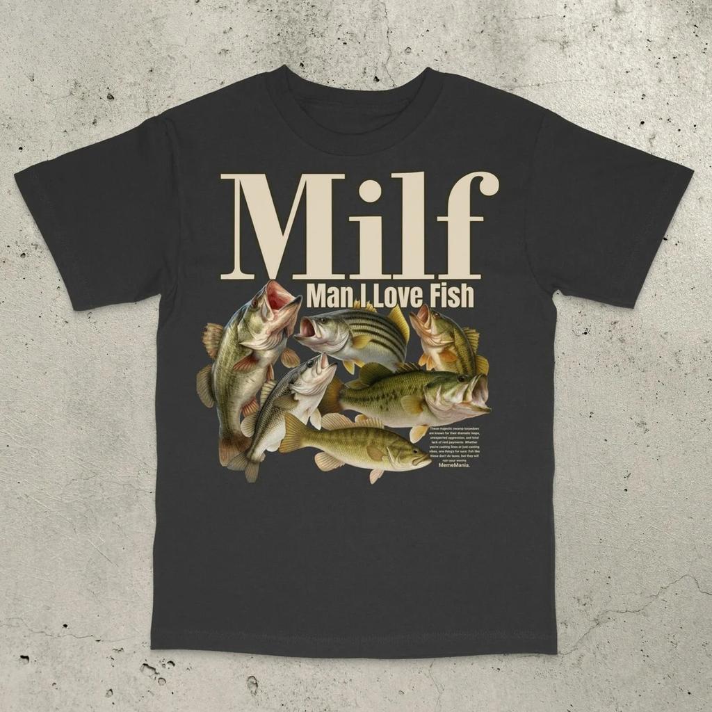 I Love Fish T-Shirt Retro Fishing Shirt Bass Fishing T-Shirt Funny Fishing Shirt Stupid Meme Shirt Brain Rot Women Y2k Clothing