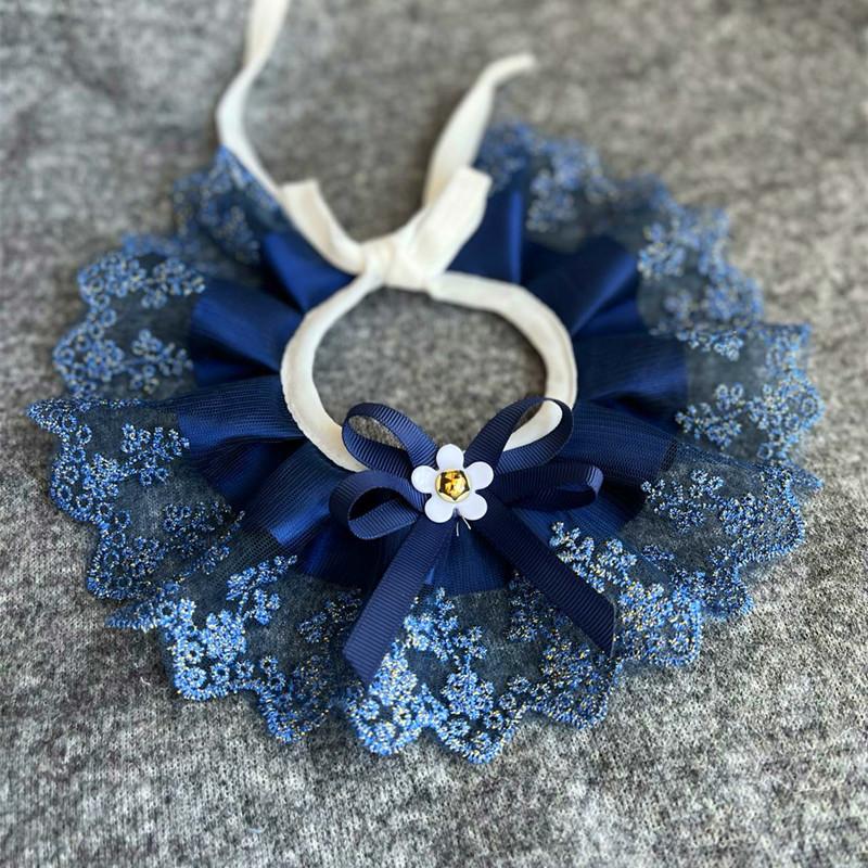 Dog Pet Crew Neck Sweet Scarf, Cat Scarf, Lace Bow Saliva Towel Pet Collar