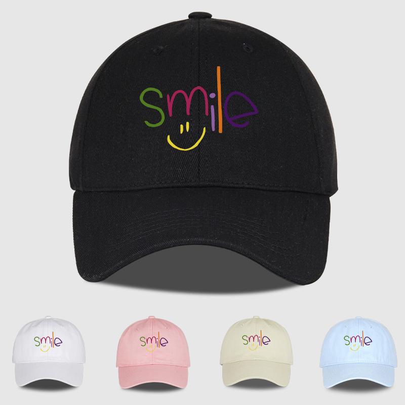 Freedom Outdoors Women's Milk White Colorful Smile Print Baseball Cap Adjustable Unisex Cotton Casual Funny Sun Hat