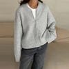 Women Casual O-Neck Knit Cardigan Autumn Winter Loose Long Sleeve Zipper Sweater Vintage Solid  All-matching Knitwear