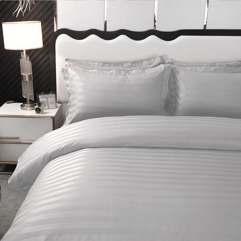 Three-Centimeter Satin Stripe Jacquard Hotel Bedding Set - 4 Piece, 120g High-Weight, Luxury Guesthouse or Homestay Collection.