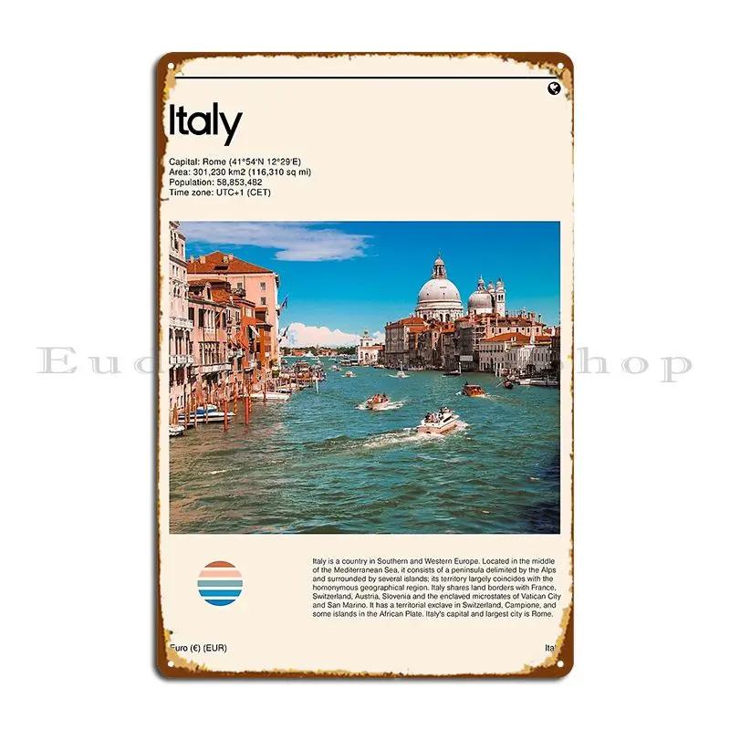 Italy Travel Poster Metal Sign Garage Plaques Kitchen Garage Decoration Iron Tin Sign Poster 20x30cm(7.8x11.8inch)