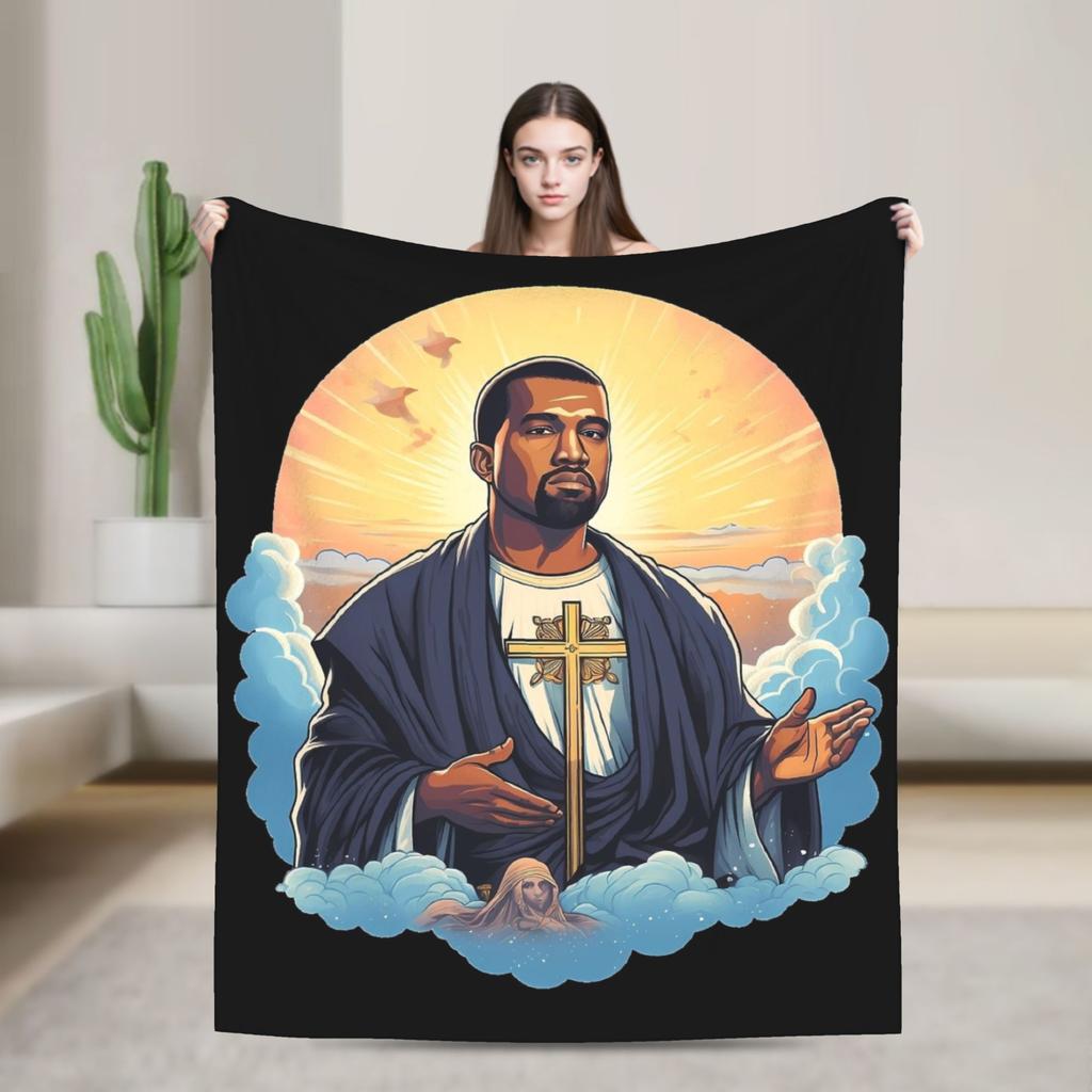Kanye West Stretched Meme Warm Soft Blanket  Travel Plush Throw Blanket Novelty Bedroom Flannel Bedspread Sofa Bed Cover