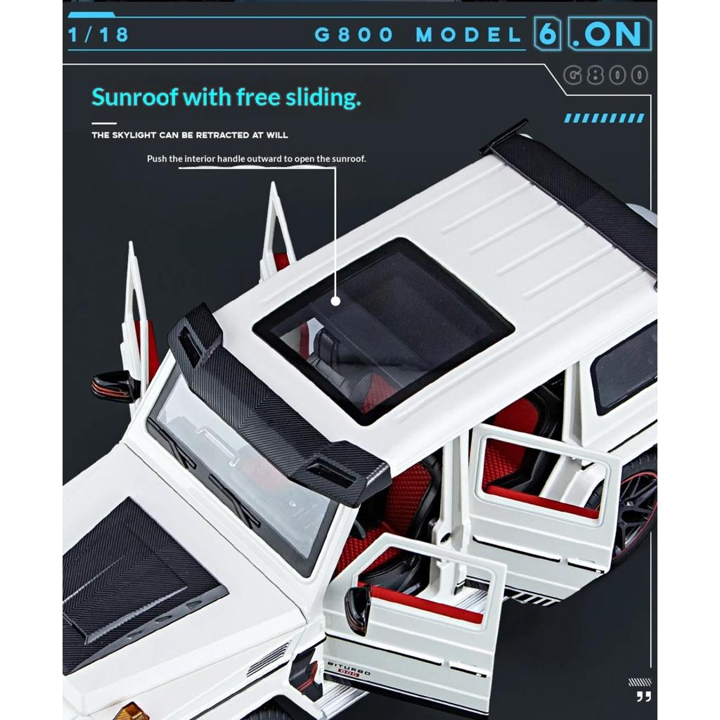 Large 1/18 Sacle Benz G800 Off Road SUV Alloy Metal Diecast Model Car Sound & Light Collectibles Ornaments Birthday Gift Friend