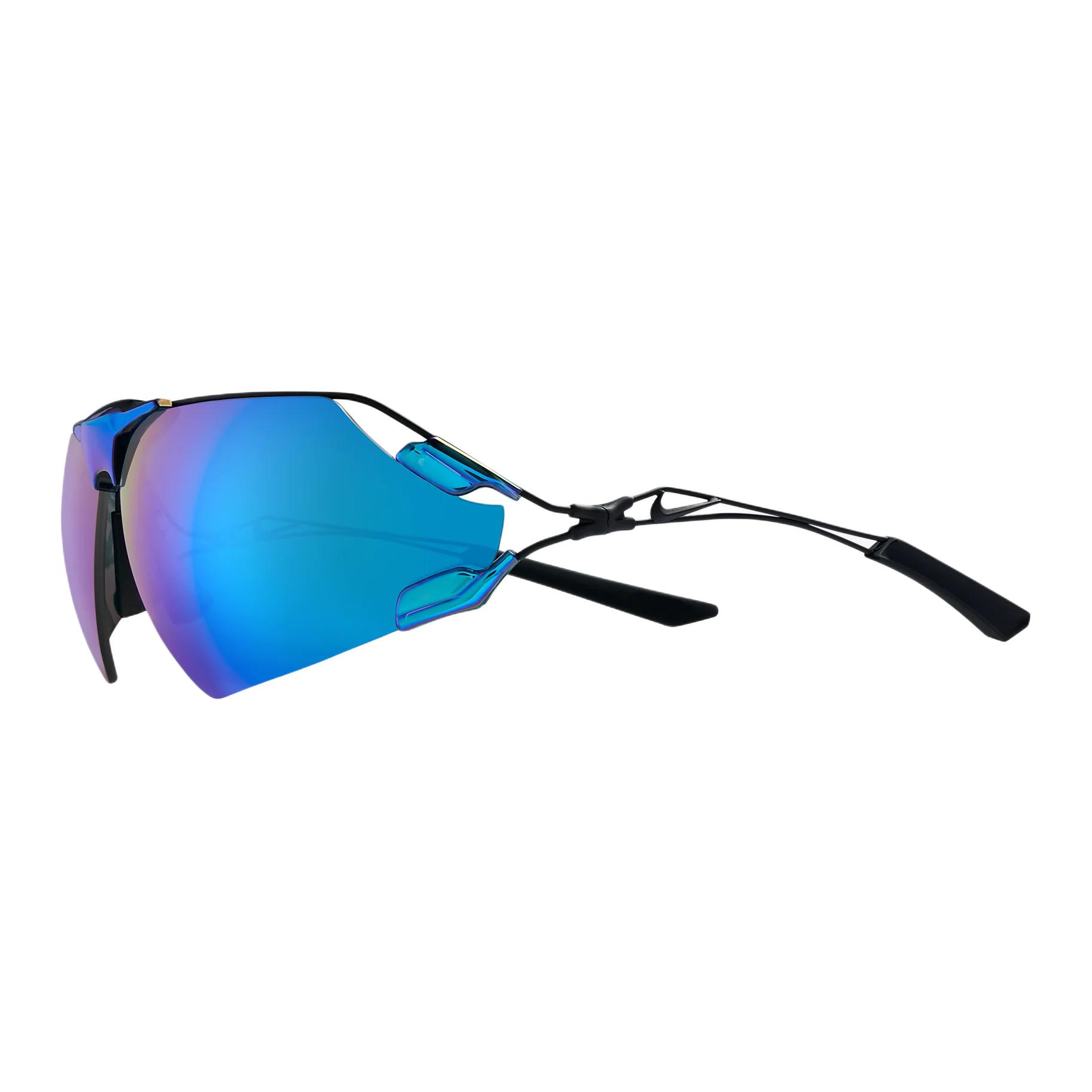 

Nike Logo Detail Titanium Silicone Irregular Shape Sunglasses Unisex sunglasses Black EV24030-410 76,Black