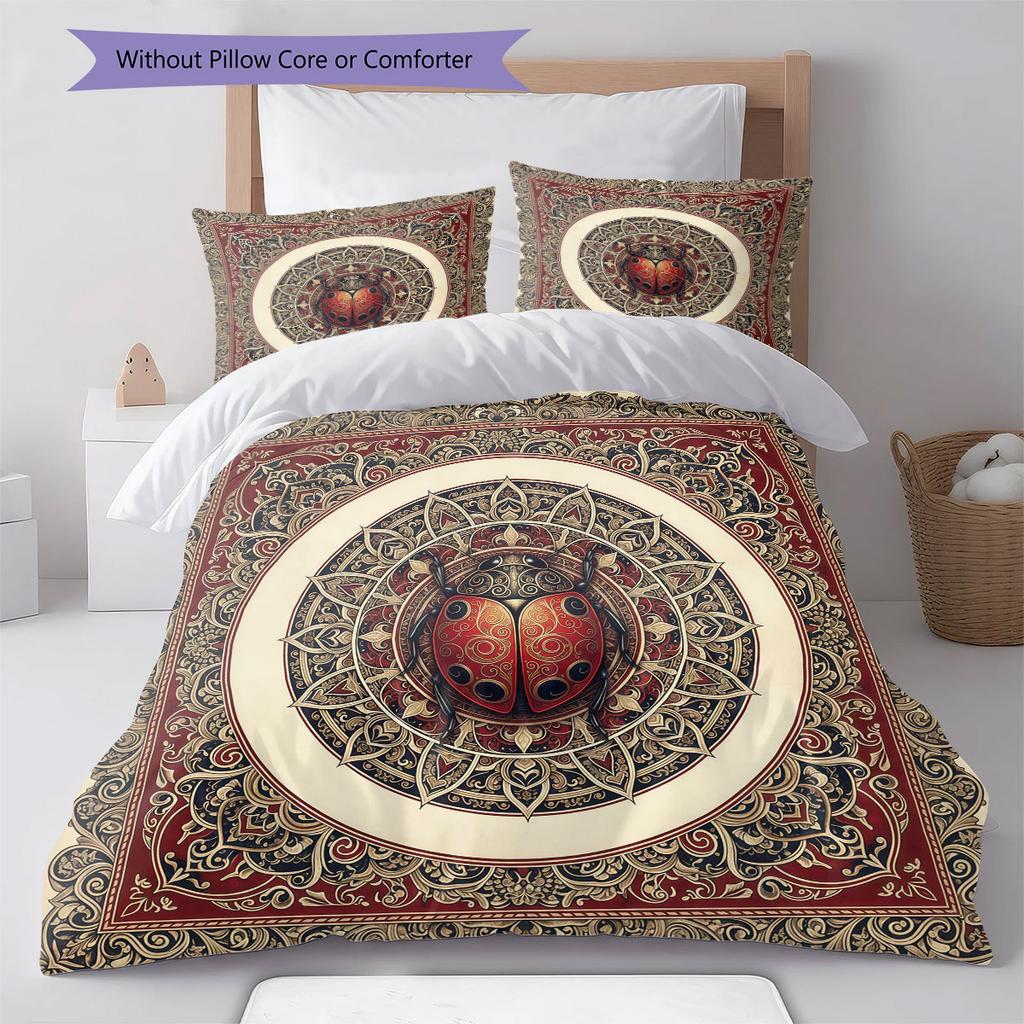Mandalainsects Pattern Bedding Quilt Set Quilt Cover Pillowcase Home Decoration Birthday Gift (1 * duvet cover + 2 * pillowcase, without core)