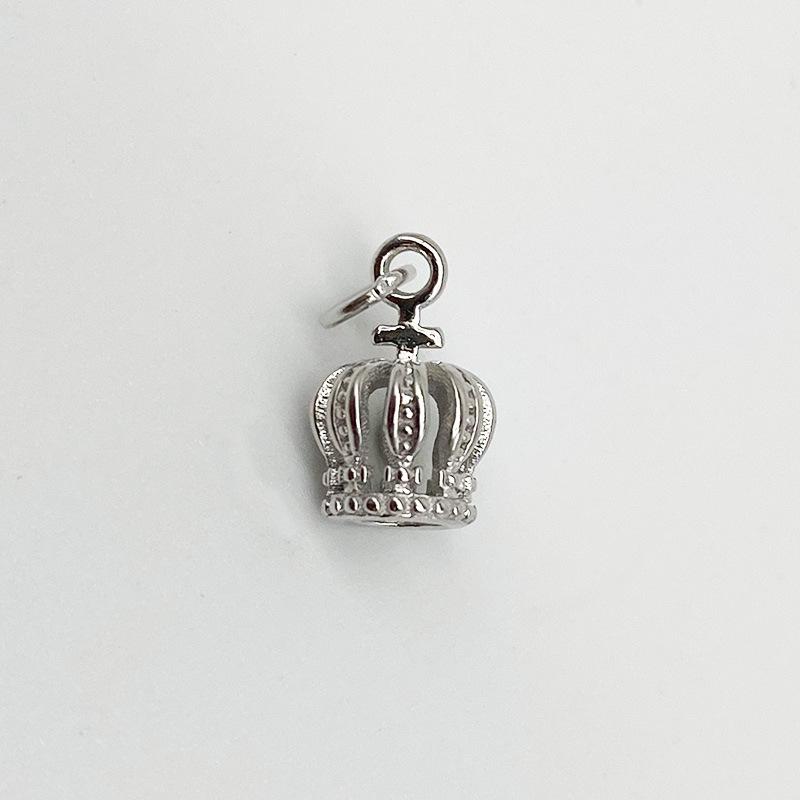 Exquisite S925 Sterling Silver Hollow Crown Pendant Charm for DIY Necklace or Bracelet S925 Silver