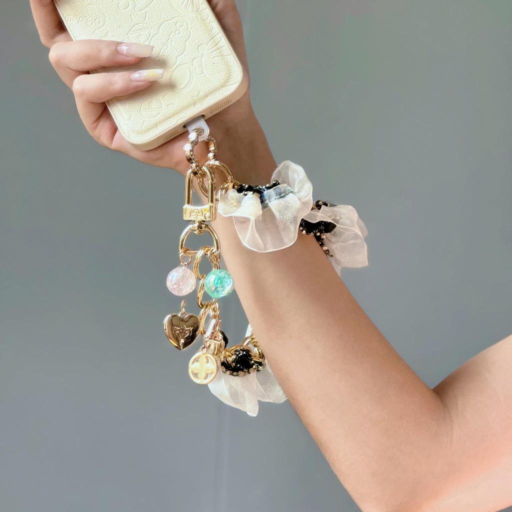 Handmade Woven Chinese-Style Double Layer Bracelet with Retro Phone Lanyard & High-End Plated Gasket