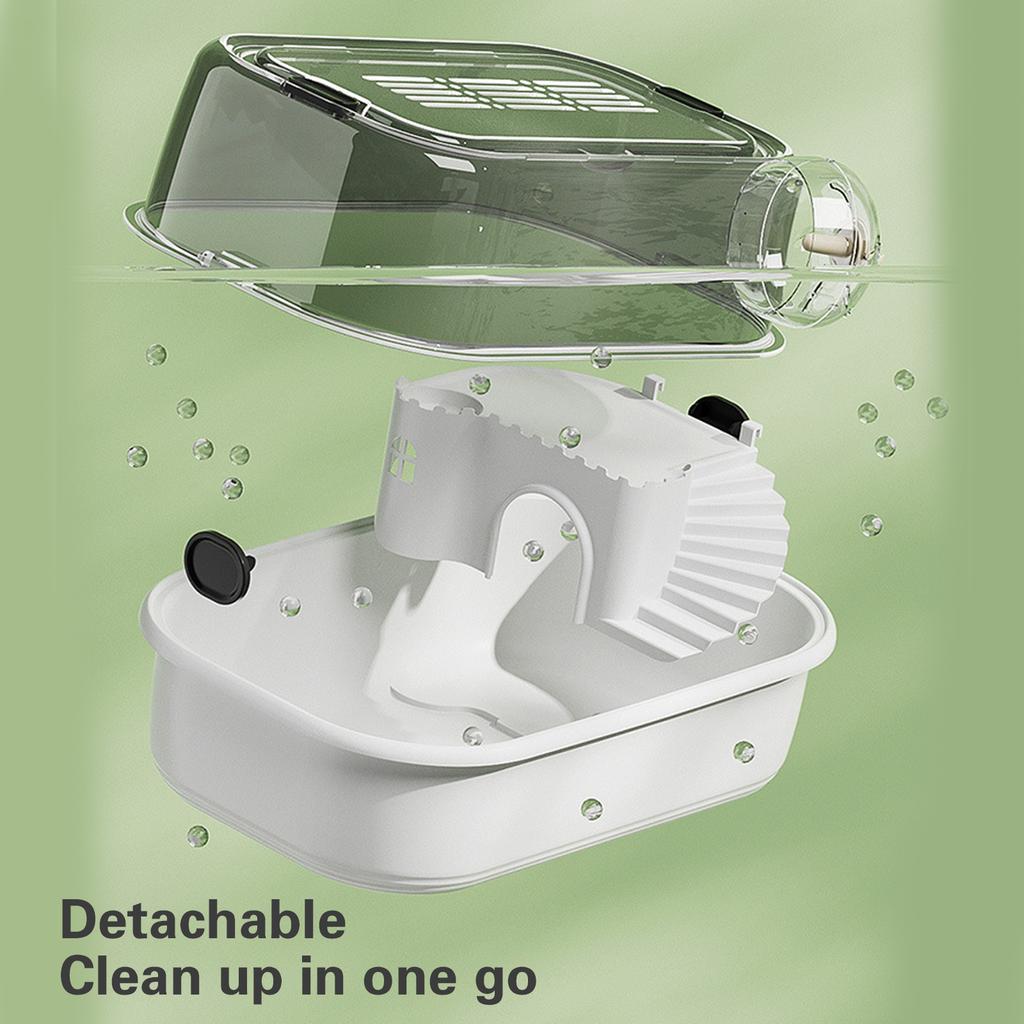 Stor Inomhus Hamsterbur Habitat med Ventilerat Genomskinligt Lock PP Husdjursvilla Lekplats för Smådjur Husdjurstillbehör