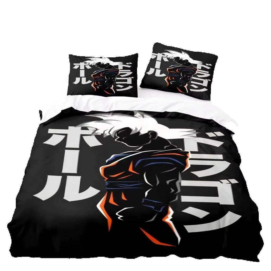 2026 Hot Sale Japanese Anime Dragon Ball Son Goku Bedding Set Quilt Cover Twin Full Bedroom Bed Decor for Teens Best Gifts