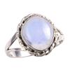 Natürlicher Regenbogen-Mondstein Edelstein 925 Massivsilber Schmuck Ring Größe 10 n7M95