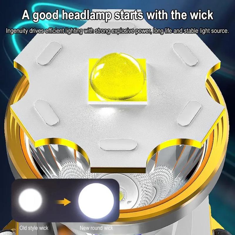 LED Stirnlampe Taschenlampe Lichtquelle Wiederaufladbar Camping Stirnlampe Jagd Stirnlampe Taschenlampe Angel Stirnlampe Leistungsanzeige