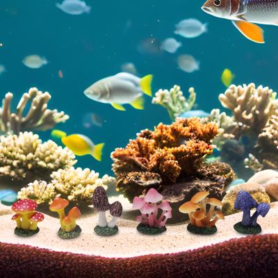 6 Stück Mini Pilzfiguren Mikro Landschaft Deko Kleines Blumentopfmodell für Rasen