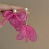 Pink Flower Mesh Earrings Personalized Internet celebrity Same Earrings Small Fresh Holiday Wind Sweet Earrings