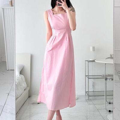 New Arrivals Open Run Vacation Summer Women Knot Long Dress Pink Backband